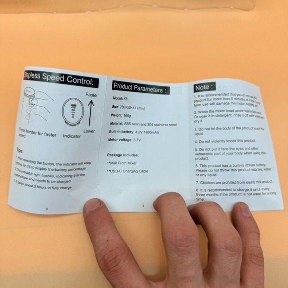 Vewaci K8 Milk Frother Handheld Blue USB-C Rechargeable Electric Milk Foamer for - Picture 14 of 14